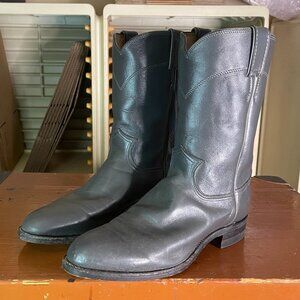 JUSTIN Men's Size 8 D Made in USA Gray Leather Western Ropers Boots 3025